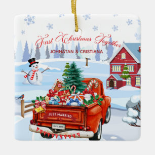 Erstes Weihnachten Zusammen Frisch Verheiratet Old Keramikornament