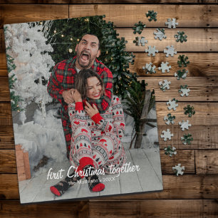 Erstes Weihnachten Zusammen Lustiger Foto Name