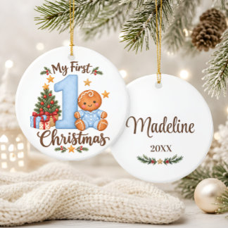 Erstes Weihnachts-Gingerbread-Ornament für Babys Keramik Ornament