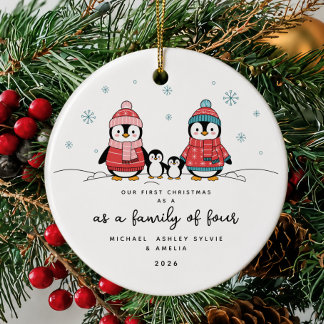 Erstes Weihnachtsbaumanhänger für die Pinguinfamil Keramik Ornament