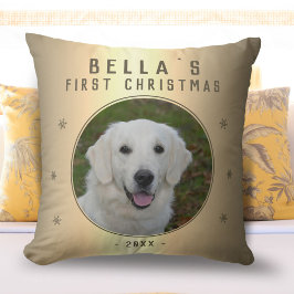 Erstes Weihnachtsfest Golden Snowflake Welpe Foto Kissen