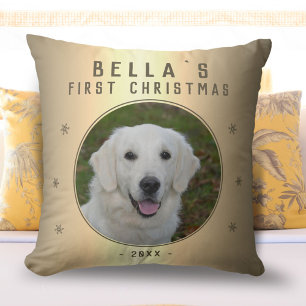 Erstes Weihnachtsfest Golden Snowflake Welpe Foto Kissen