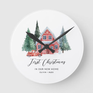 Erstes Weihnachtsfest Personalisierter Weihnachtsb Runde Wanduhr