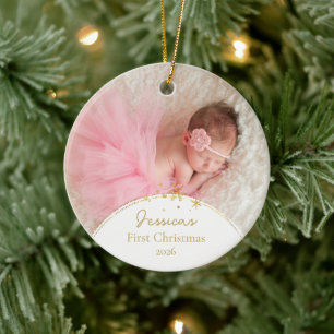 Erstes Weihnachtsfoto-Andenken für Babys Keramik Ornament