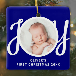 Erstes Weihnachtsfoto Namensandenken Baby Blau Keramikornament