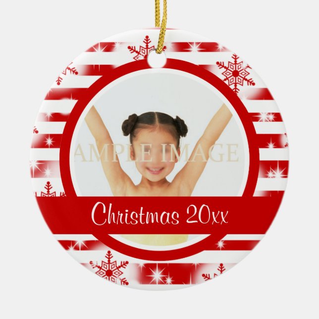 Erstes WeihnachtsFoto personifizieren Keramik Ornament (Vorne)