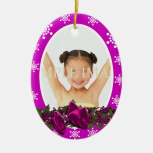 Erstes WeihnachtsFoto PERSONIFIZIEREN Rosa Keramikornament