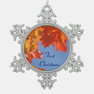 Erstes Weihnachtshängendes Schneeflocken Zinn-Ornament