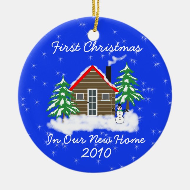 Erstes Weihnachtsneues Zuhause Keramik Ornament (Vorne)