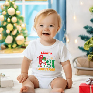 Erstes Weihnachtsoutfit mit Schneemann und individ Baby T-shirt
