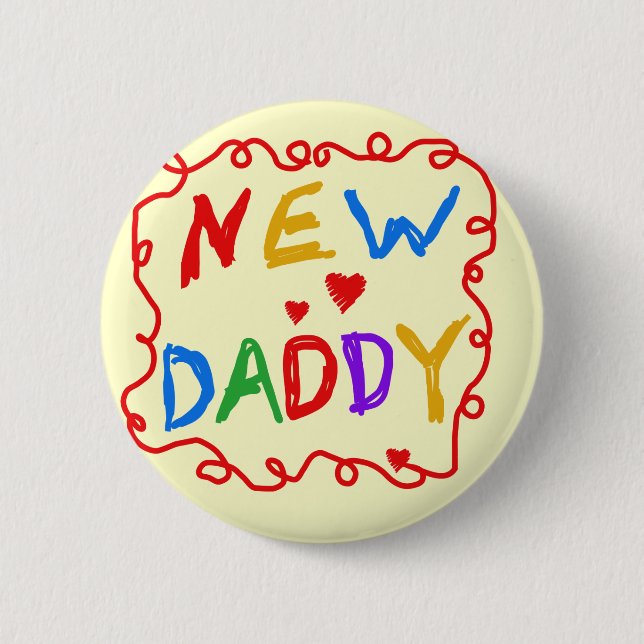 Erstfarben New Daddy Tshirts und Geschenke Button (Vorderseite)