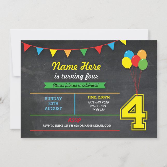 Erstfarbige Geburtstagskinder 4. Vier Einladungen (Vorderseite)