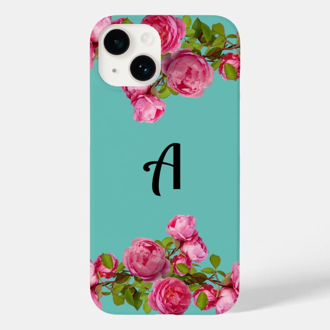 Erstfarbige Rosa Rosen Niedlich blau Case-Mate iPhone 14 Hülle (Rückseite)
