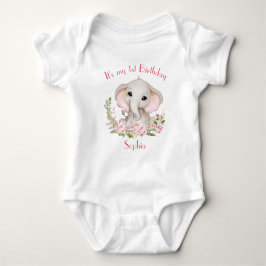Erstgeburt Mädchen Elephant Pink Personalisiert Baby Strampler