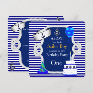 Erstgeburt Sailor Boy Blue Stripe Einladung
