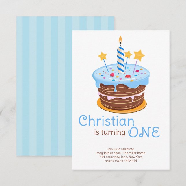 Erstgeburtenjunge Einladungen (Vorne/Hinten)