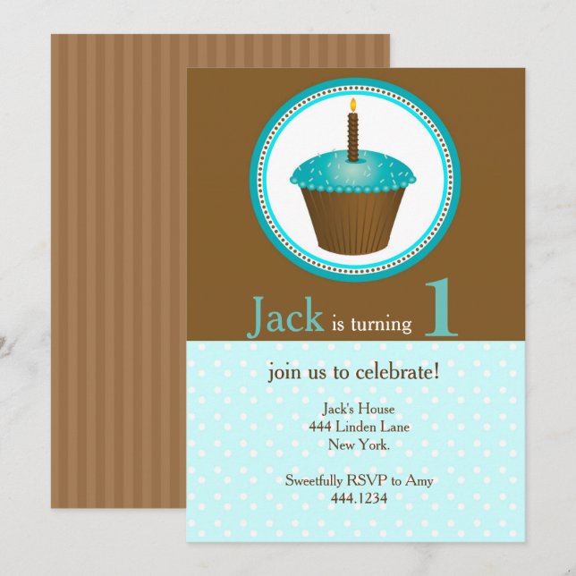 Erstgeburtenjunge Einladungen (Vorne/Hinten)