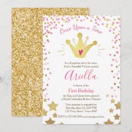 Erstgeburtsausschreibung Princess Gold Pink Crown Einladung