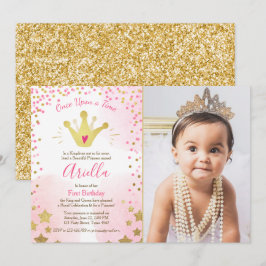 Erstgeburtsausschreibung Princess Gold Pink Crown Einladung