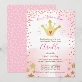 Erstgeburtsausschreibung Princess Gold Pink Crown Einladung