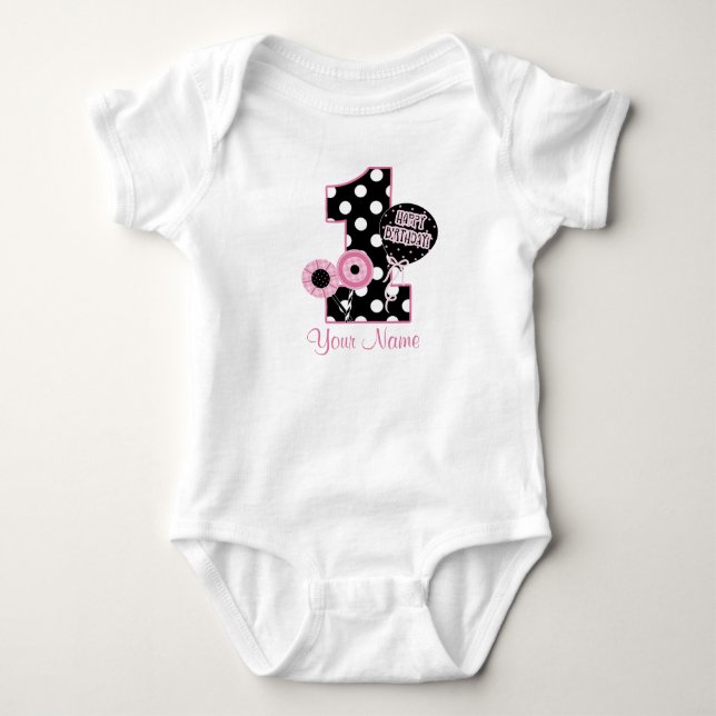 Erstgeburtstag Girls Pink Personalisiertes Shirt (Vorderseite)