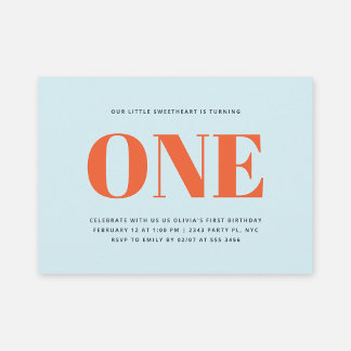 Erstgeburtstag Moderne Pastelle Blau und Rot Einladung