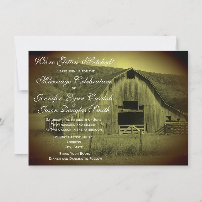 Erstickte Rustikale Brauerei Hochzeitseinladungen Einladung (Vorderseite)