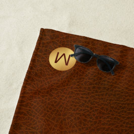 Erstklassige Chic Brown Texture & Gold Monogram Strandtuch