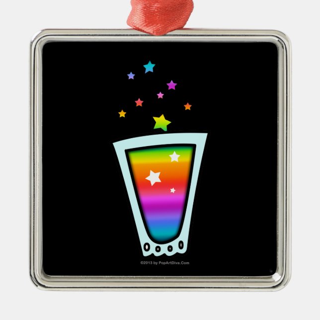 Erstklassige VERZIERUNGEN - REGENBOGEN-SCHNAPSGLAS Silbernes Ornament (Vorne)