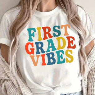 Erstklassige Vibes Retro-Lehrer-Shirt für Frauen T-Shirt