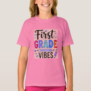 Erstklassige Vibes Süße Rückkehr zur Schule Mädche T-Shirt