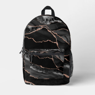 Erstklassiger eleganter schwarzer und roségoldener bedruckter rucksack
