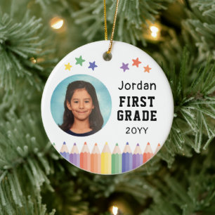 Erstklassiges farbenfrohes Foto Kinder Andenken Keramik Ornament