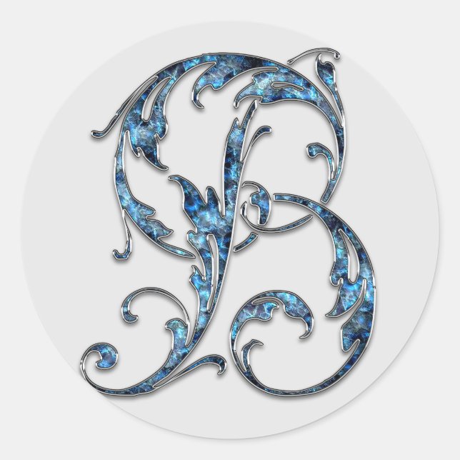 Erstkleber für Monogramm B Runder Aufkleber (Vorderseite)