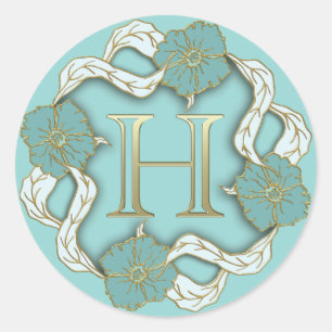 Erstkleber für Monogramm H Runder Aufkleber