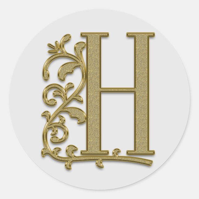 Erstkleber für Monogramm H Runder Aufkleber (Vorderseite)