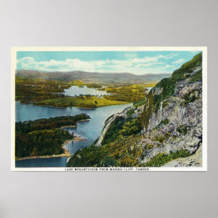 Erstklippen-Ansicht von See Megunticook Poster