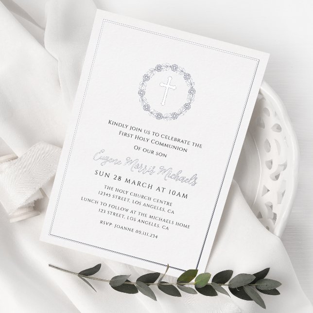 Erstkommunion des botanischen Kranzes Folieneinladung (Von Creator hochgeladen)