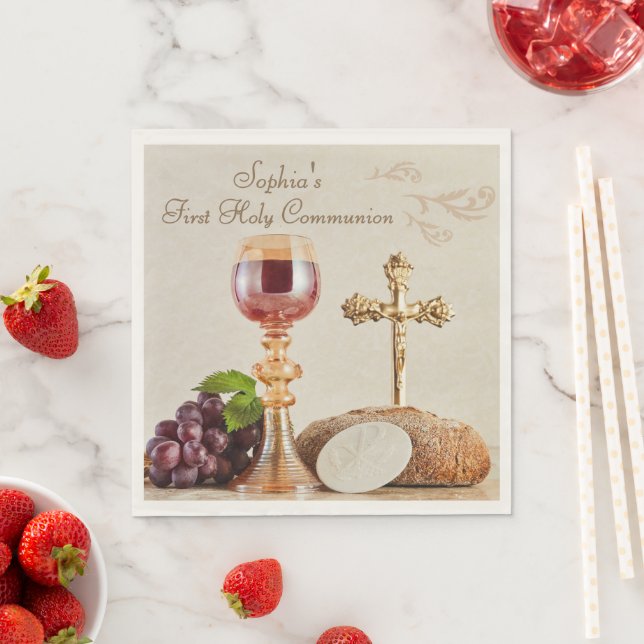 Erstkommunion-Eucharistie-Kelch-Design Serviette (Beispiel)