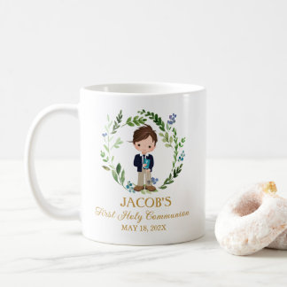 Erstkommunion Geschenke für Jungen Kranz aus Grünp Kaffeetasse