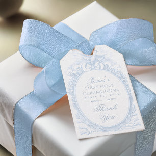 Erstkommunion Junge Blau Weiß Vintage Heiliger Gei Geschenkanhänger