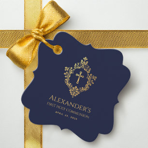 Erstkommunion Junge Navy Blau Goldene Verzierung E Geschenkanhänger
