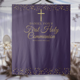 Erstkommunion Lila Gold Foto Hintergrund Wandteppich