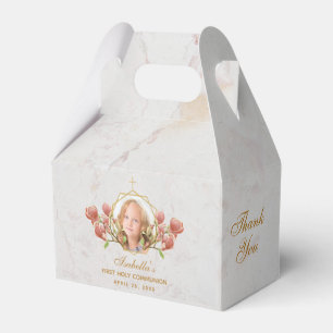 Erstkommunion Mädchen Foto Marmor Rosa Magnolie Geschenkschachtel