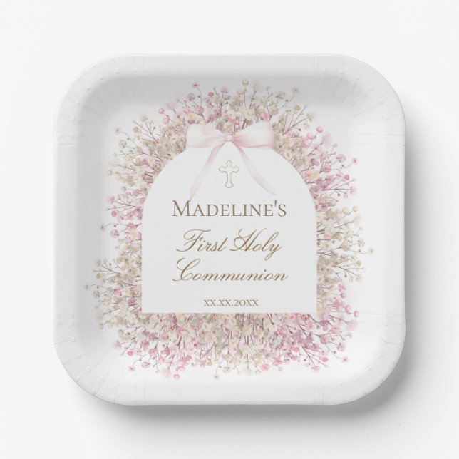 Erstkommunion Mädchen Pappteller (Vorderseite)