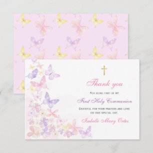 Erstkommunion Rosa Schmetterling Mädchen Danke