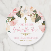 Erstkommunion und Taufe, Rosa Blumen Gold