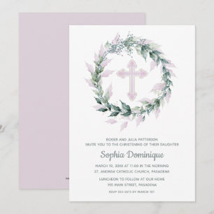 Erstkommunionseinladungen von Wreath Pink Cross