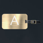 Erstmalige Bezeichnung für das Gold Brushed Metal  Gepäckanhänger<br><div class="desc">Luxuriöse goldgegossene Metallfolie Monogram Name und erste Gepäckmarke. Diese Taschenmarke ist ideal für Zurück in die Schule,  Arbeit oder Reisen.</div>