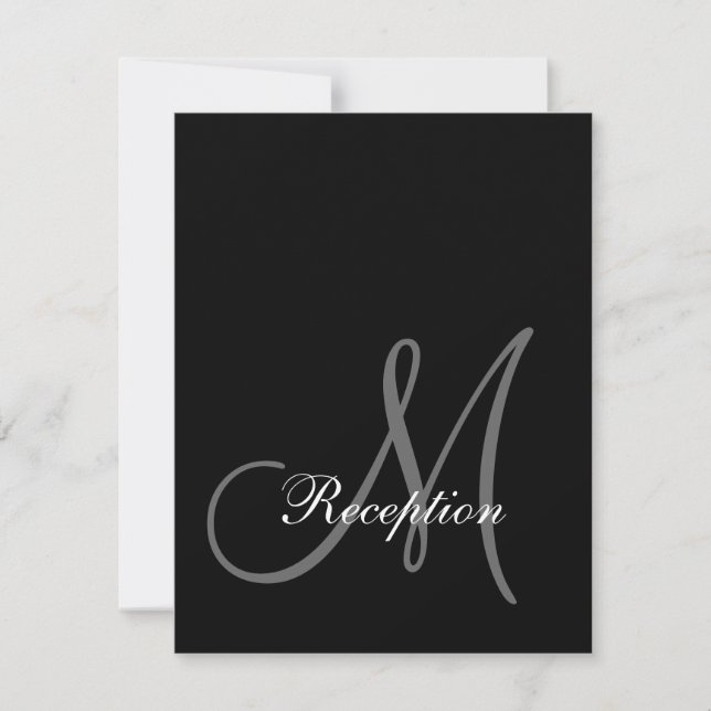 Erstmalige Hochzeitskarte für Schwarzes Monogramm Einladung (Vorderseite)